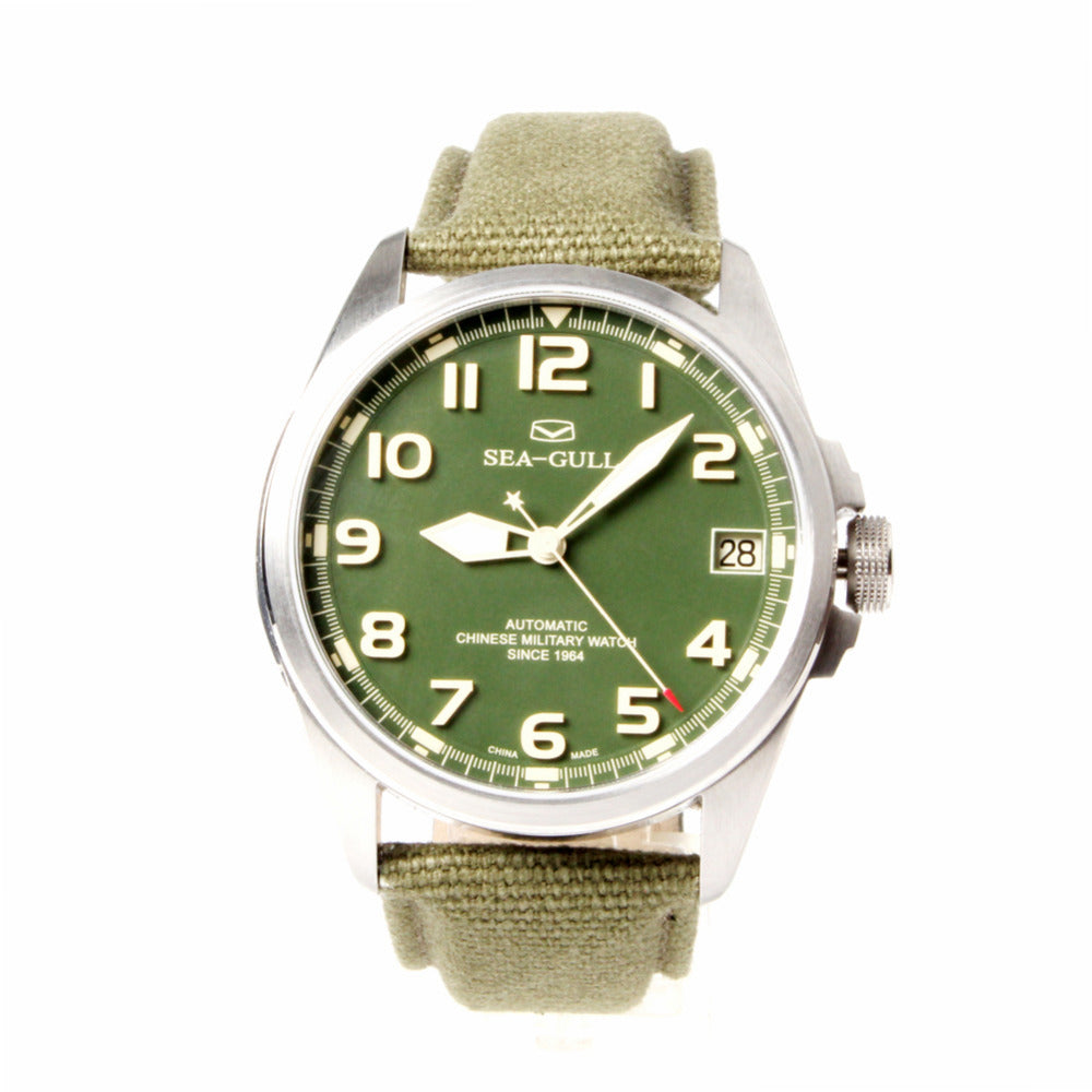 Seagull Automatic Chinese Military Watch Luminous Numerals Green Dial Sea-gull D813.581